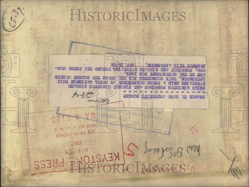 1964 Press Photo France to have Austerity Budget - KSK12173