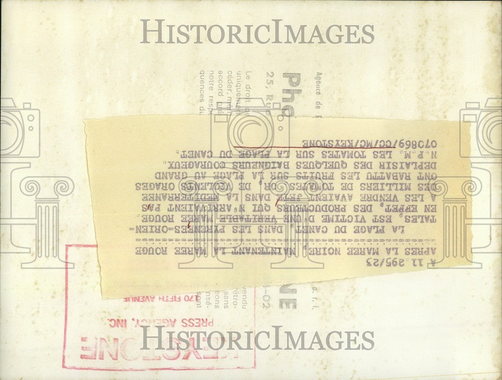 1969 Press Photo Tomatoes Canet Beach