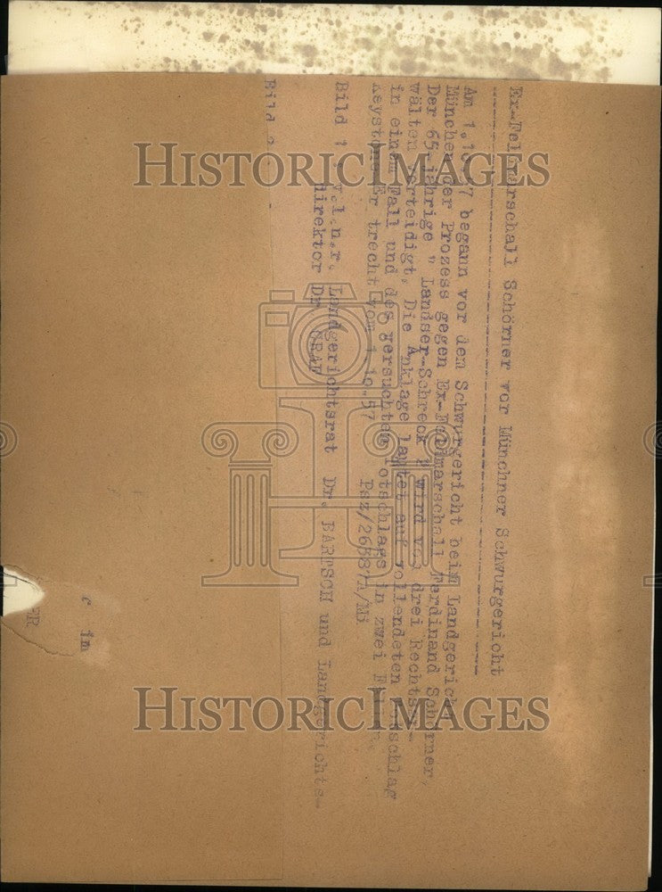 Load image into Gallery viewer, 1957 Press Photo Trial Against Ex-Field Marshal Ferdinand Schoerner. Munich.
