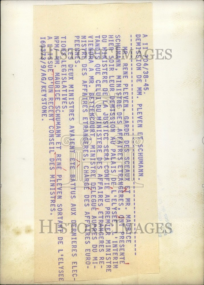 Load image into Gallery viewer, 1973 Press Photo Maurice Schumann &amp; Rene Pleven Leave Elysee Council Meeting
