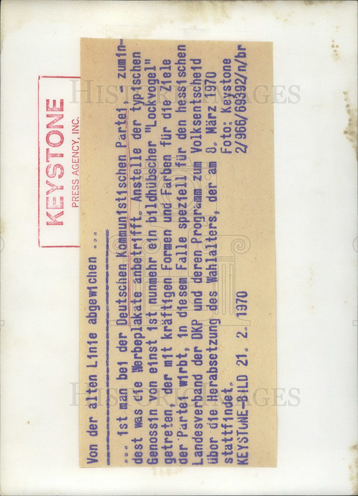 1970 Press Photo German Communist Party Advertisement.