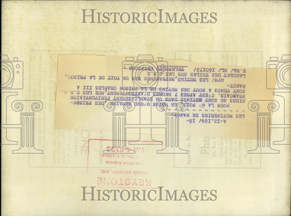 1972 Press Photo Charles III Prison Mutiny in Nancy