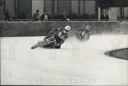 1972 Press Photo Sweden's Kurt Westlund Wins Motorcycle Ice Race in Grenoble