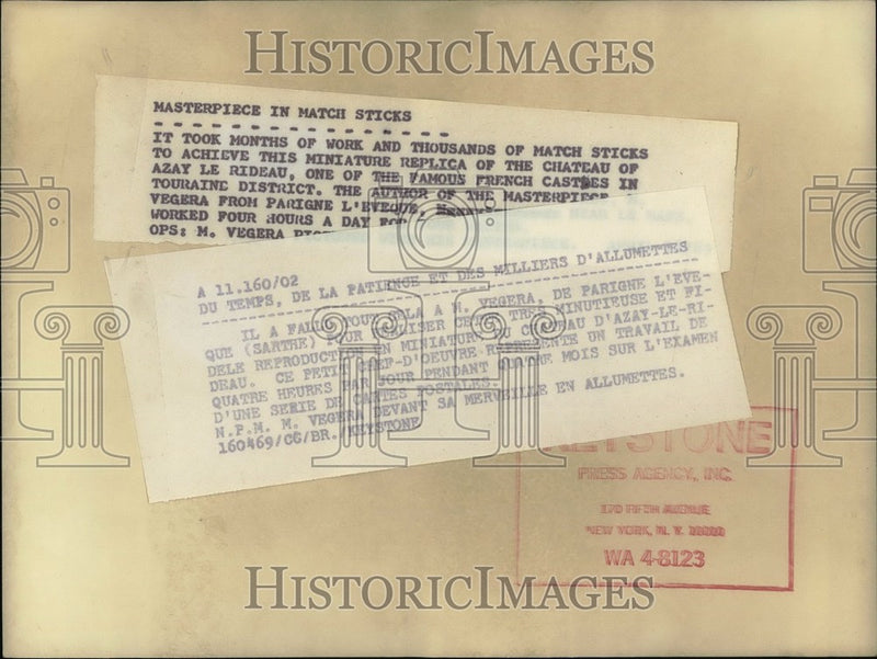 Load image into Gallery viewer, 1969 Press Photo Mr. Vegern with his Matchstick Wonder
