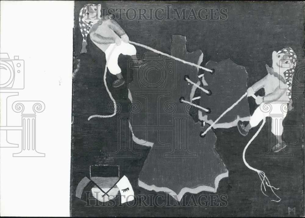 1960 Press Photo School children paint the divided Germany- Historic Images