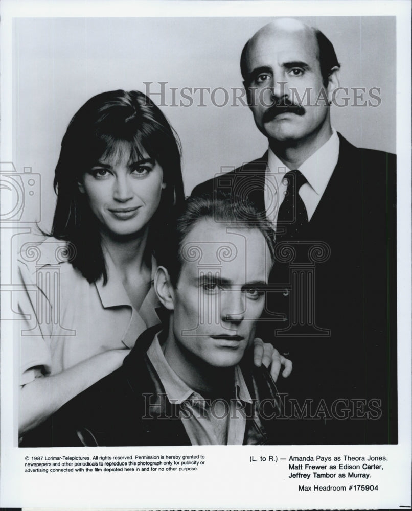 1987 Press Photo Amanda Pays, Matt Frewer And Jeffrey Tamboy In &quot;Max Headroom&quot;- Historic Images