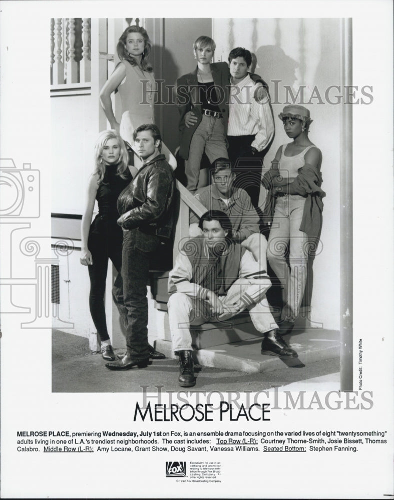 1992 Press Photo Thorne-Smith, Bissett, Calabro, And Show In &quot;Melrose Place&quot;- Historic Images