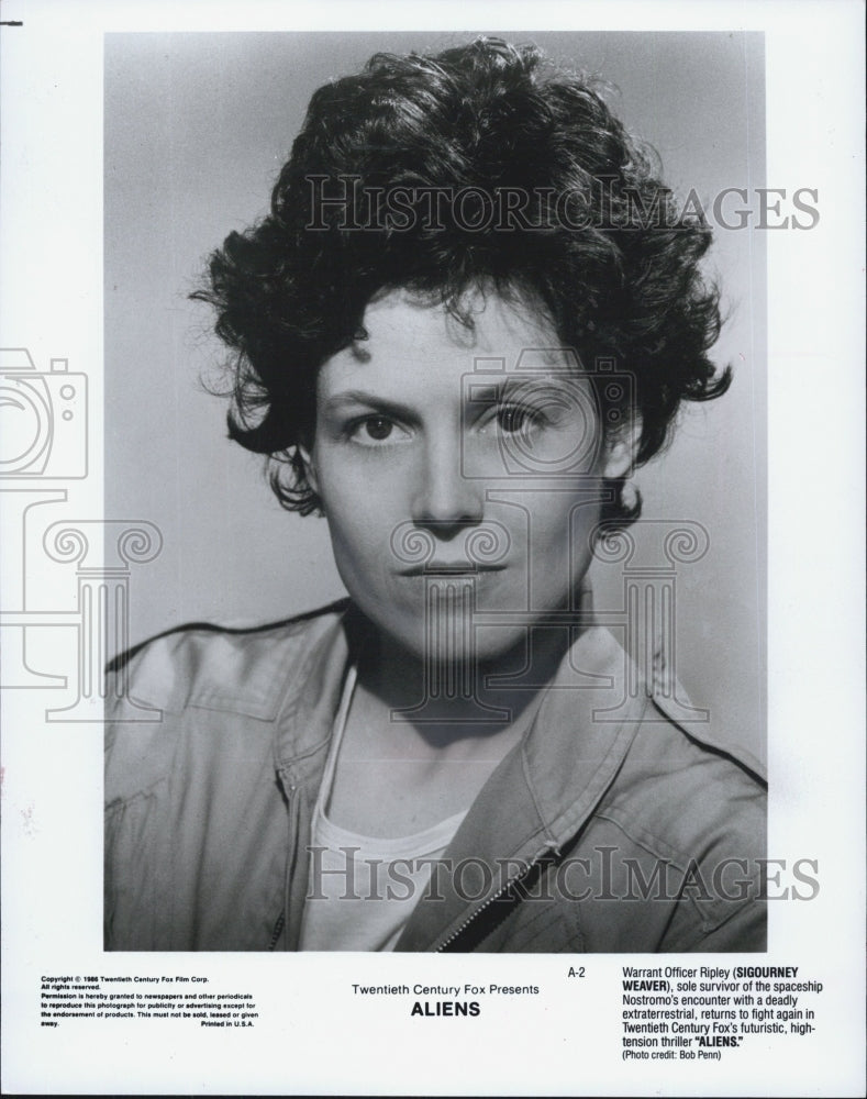 1986 Press Photo Actress Sigourney In Movie &quot;Aliens&quot;- Historic Images