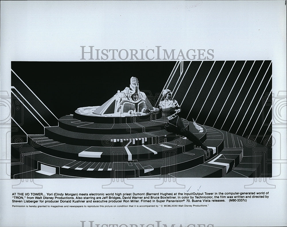 1982 Press Photo Cindy Morgan, Barnard Hughes in &quot;Tron&quot;- Historic Images