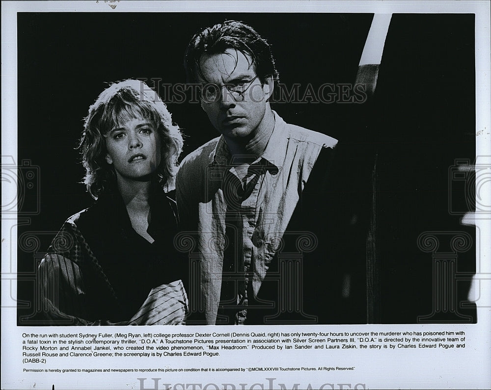 Press Photo Dennis Quaid and Meg Ryan in &quot;D.O.A.&quot;- Historic Images