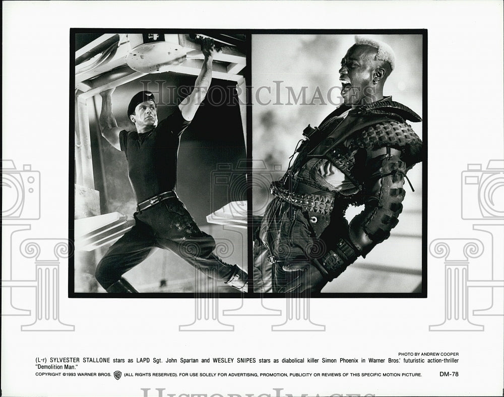 1983 Press Photo Sylvester Stallone and Wesley Snipes in &quot;Demolition Man&quot;- Historic Images