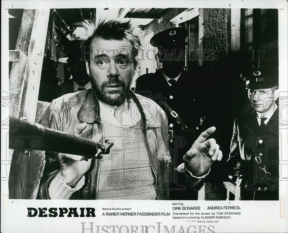 Press Photo Dirk Bogarde and Andrea Ferreol in &quot;Despair&quot;- Historic Images