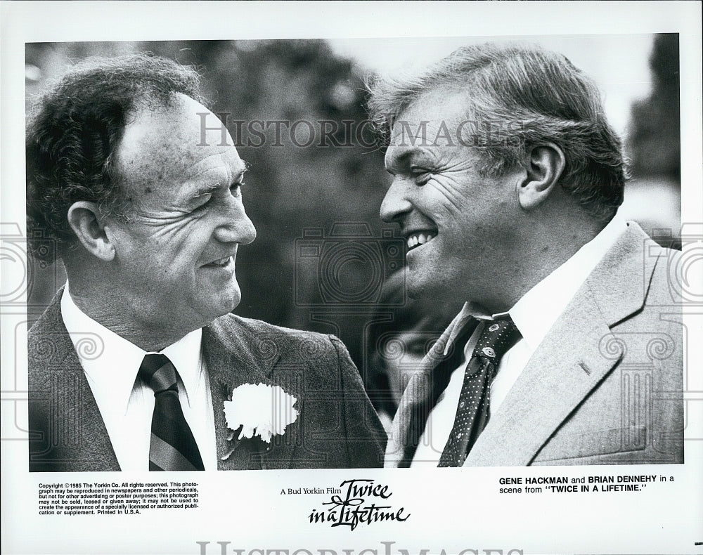 1985 Press Photo Gene Hackman, Brian Dennehy, &quot;Twice In A Lifetime&quot;- Historic Images