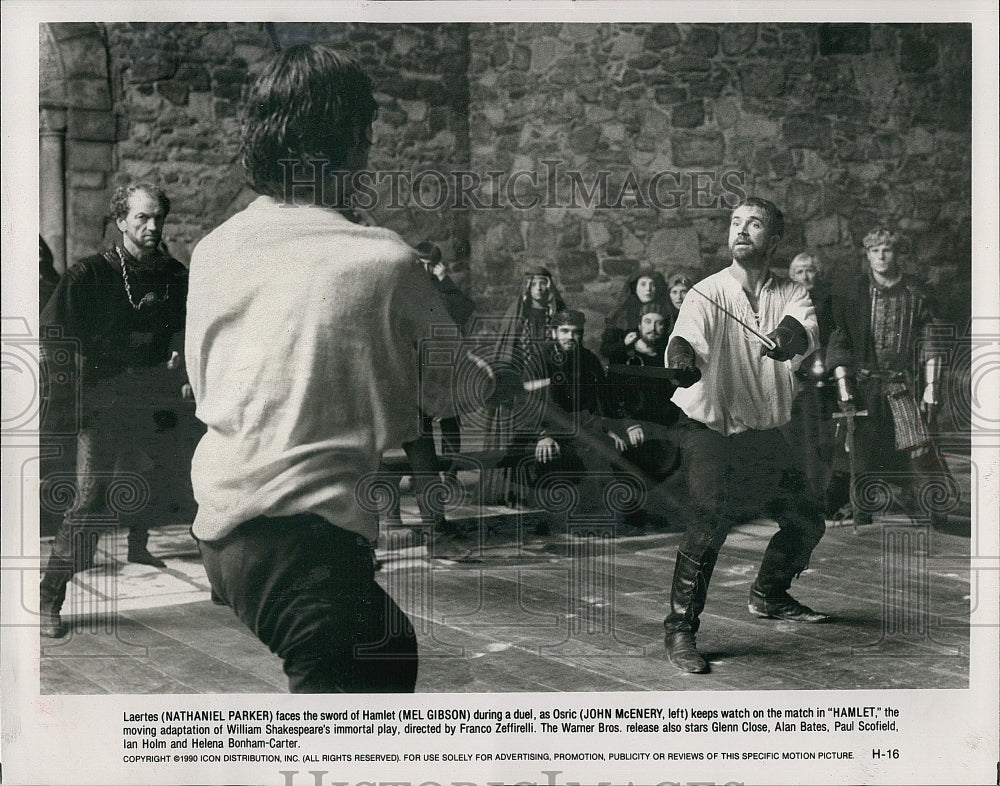 1991 Press Photo &quot;Hamlet&quot; starring  Mel Gibson,Nathaniel Parker- Historic Images