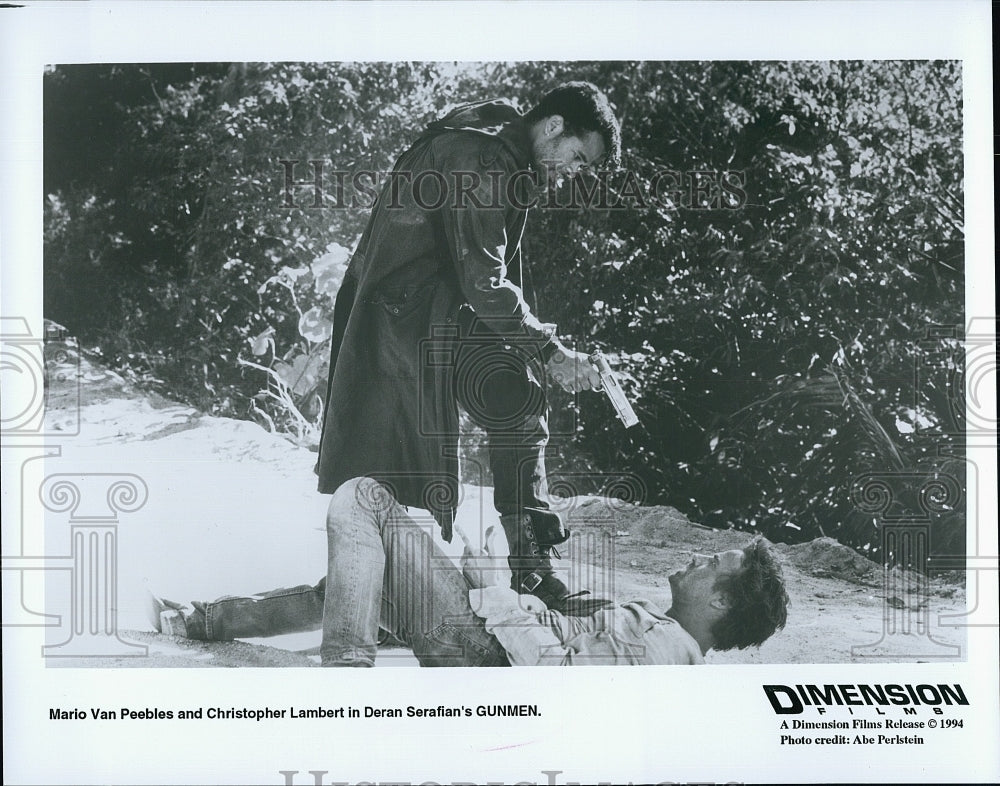 1994 Press Photo &quot;Gunmen &quot; starring Christopher Lambert,Mario Van Peebles- Historic Images