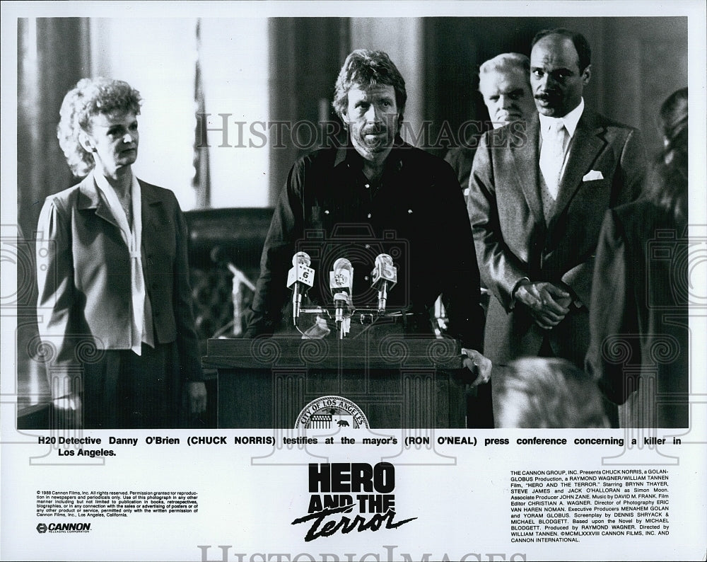 1980 Press Photo Movie Hero and the Terror Chuck Norris Ron O&#39;Neal- Historic Images