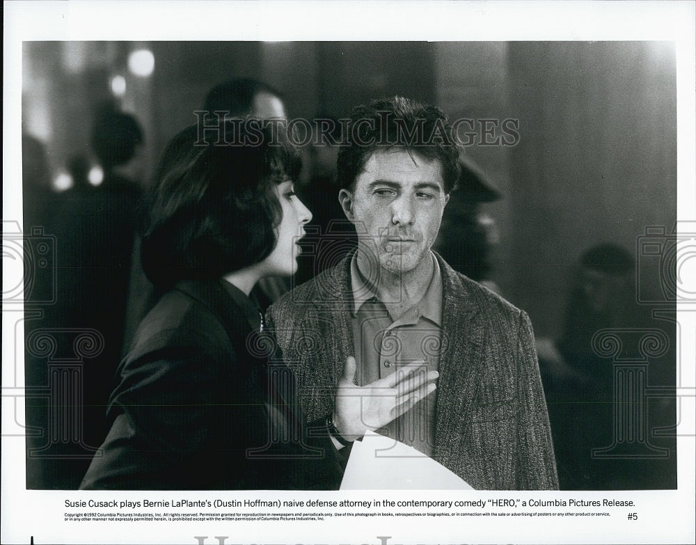 1992 Press Photo &quot;Hero&quot; Susie Cusack &amp; Dustin Hoffman- Historic Images