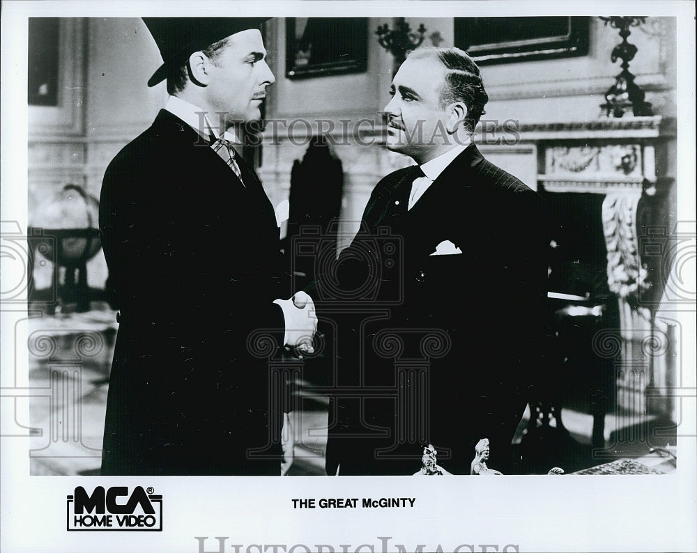 Press Photo Movie The Great McGinity Actors celebrities shaking hands- Historic Images