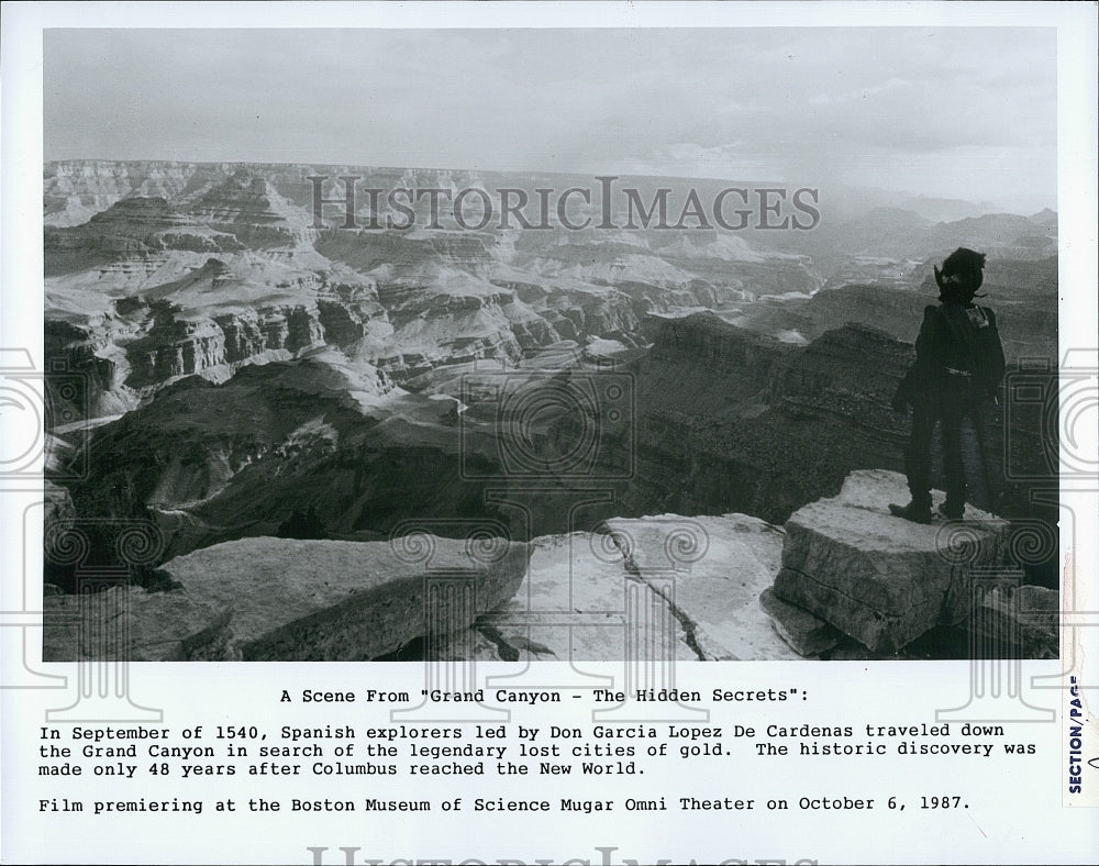 1987 Press Photo Don Garcia Lopez De Cardenas In &quot;Grand Canyon Hidden Secrets&quot;- Historic Images