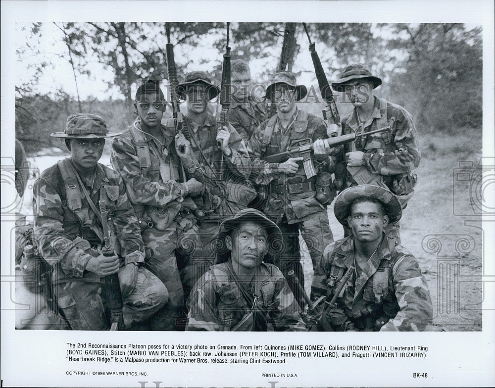 1986 Press Photo &quot;Heartbreak Ridge&quot; Clint Eastwood,Mike Gomez,Rodney Hill,- Historic Images