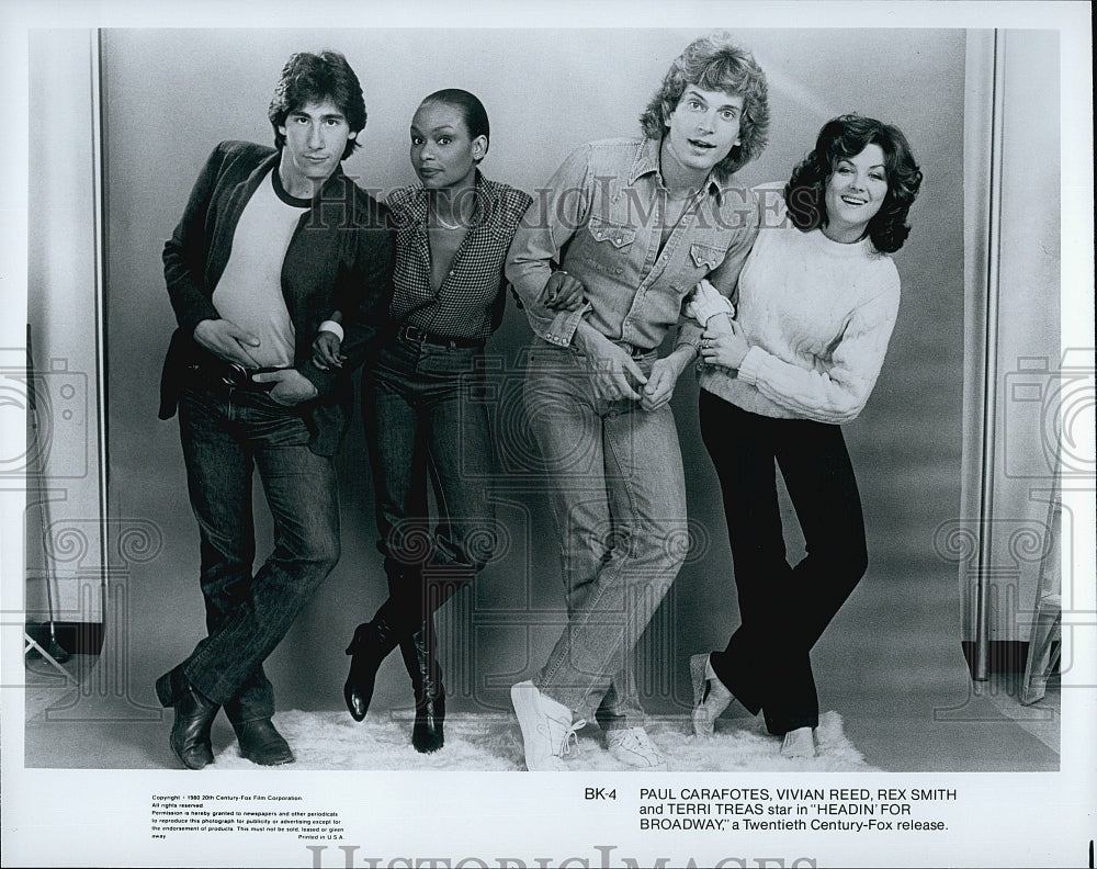 1980 Press Photo &quot;Headin For Broadway&quot; Terri Treas, Rex Smith,P Carafotes,- Historic Images