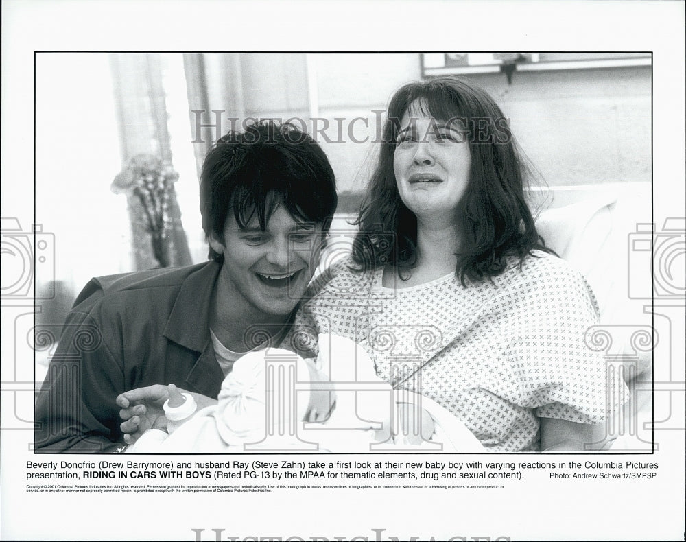 2001 Press Photo Drew Barrymore Actress Steve Zahn Riding In Cars With Boys Film- Historic Images