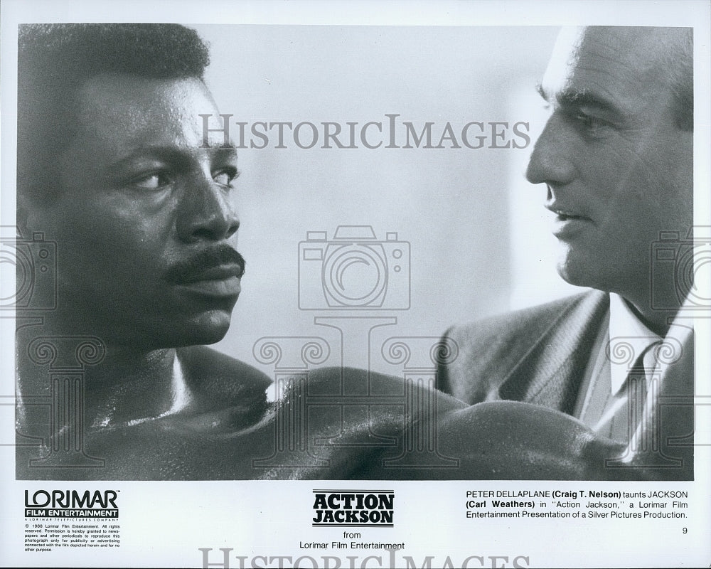 1988 Press Photo Craig T. Nelson, Carl Weathers in &quot;Action Jackson&quot;- Historic Images