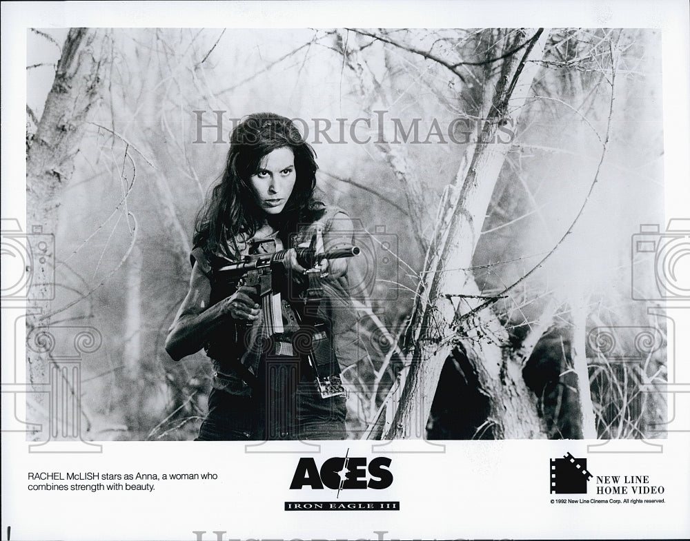 1992 Press Photo Rachel McLish American Actress Aces Iron Eagle III Movie Film- Historic Images