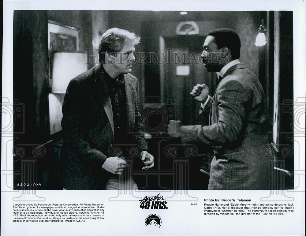 1990 Press Photo Actor, Comedian Eddie Murphy, Nick Nolte In Another 48 Hours- Historic Images