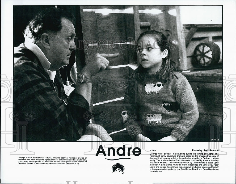 1994 Press Photo George Miller Director Tina Majorino Actress Filming Andre - Historic Images