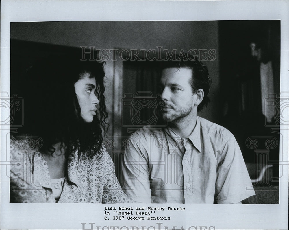 1987 Press Photo &quot;Angel Heart&quot; Mickey Rourke &amp; Lisa Bonet- Historic Images