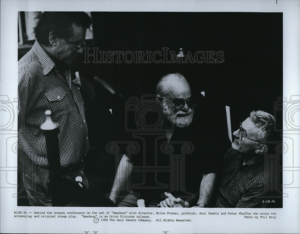 1984 Press Photo Director Milos Forman Saul Zaentz Producer Amadeus Movie Set- Historic Images