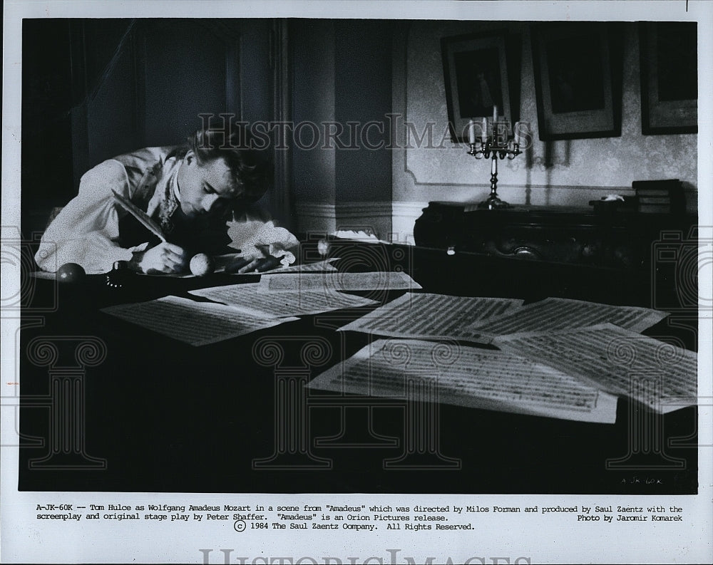 1984 Press Photo Tom Hulce Actor Portrays Mozart Scene From Amadeus Movie Film- Historic Images