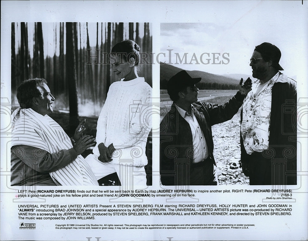 1989 Press Photo Actor Richard Dreyfuss Audrey Hepburn John Goodwin in &quot;Always&quot;- Historic Images