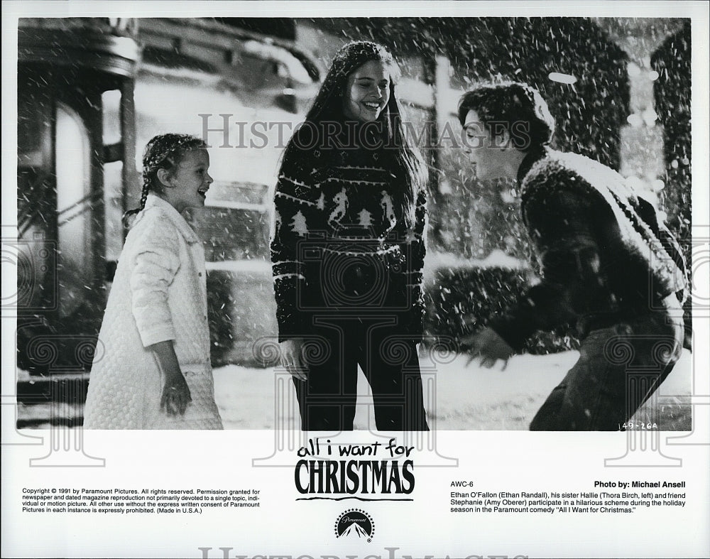 1991 Press Photo Randall, Birch, and Oberer in &quot;All I Want for Christmas&quot;- Historic Images