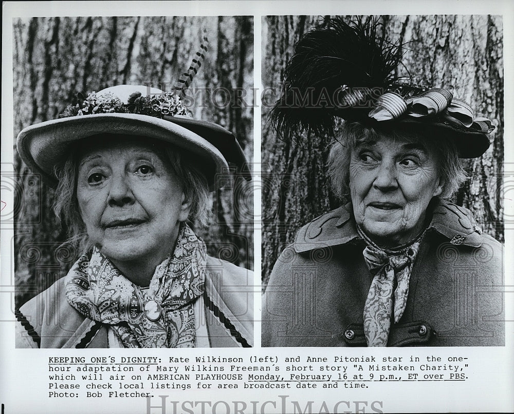 1987 Press Photo Kate Wilkinson &amp; Anne Pitoniak Star In &quot;A Mistaken Charity&quot;- Historic Images