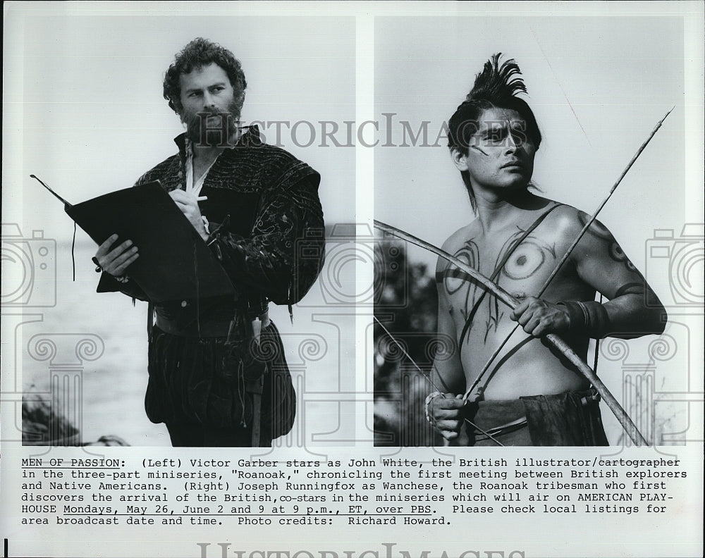 Press Photo Miniseries Roanoak Actors Victor Garber Joseph Runningfox Promotion- Historic Images