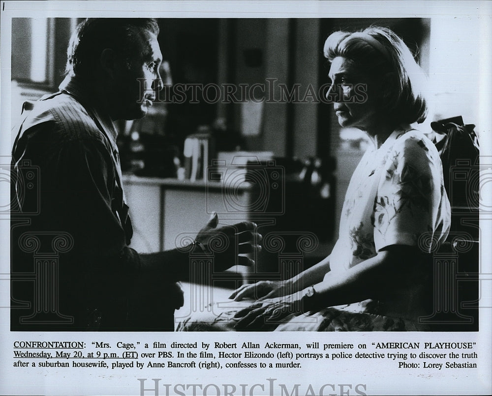 1980 Press Photo &quot;Mrs Cage&quot; Hector Elizando &amp; Anne Bancroft- Historic Images