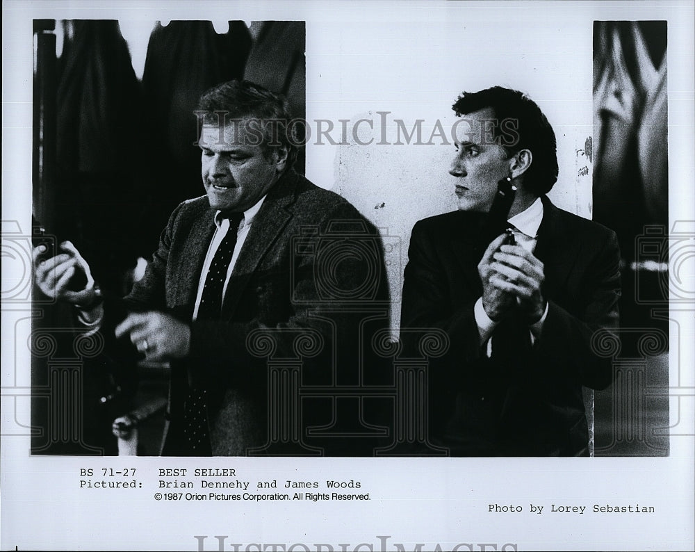 1987 Press Photo Brian Dennehy and James Woods in &quot;Best Seller&quot;.- Historic Images