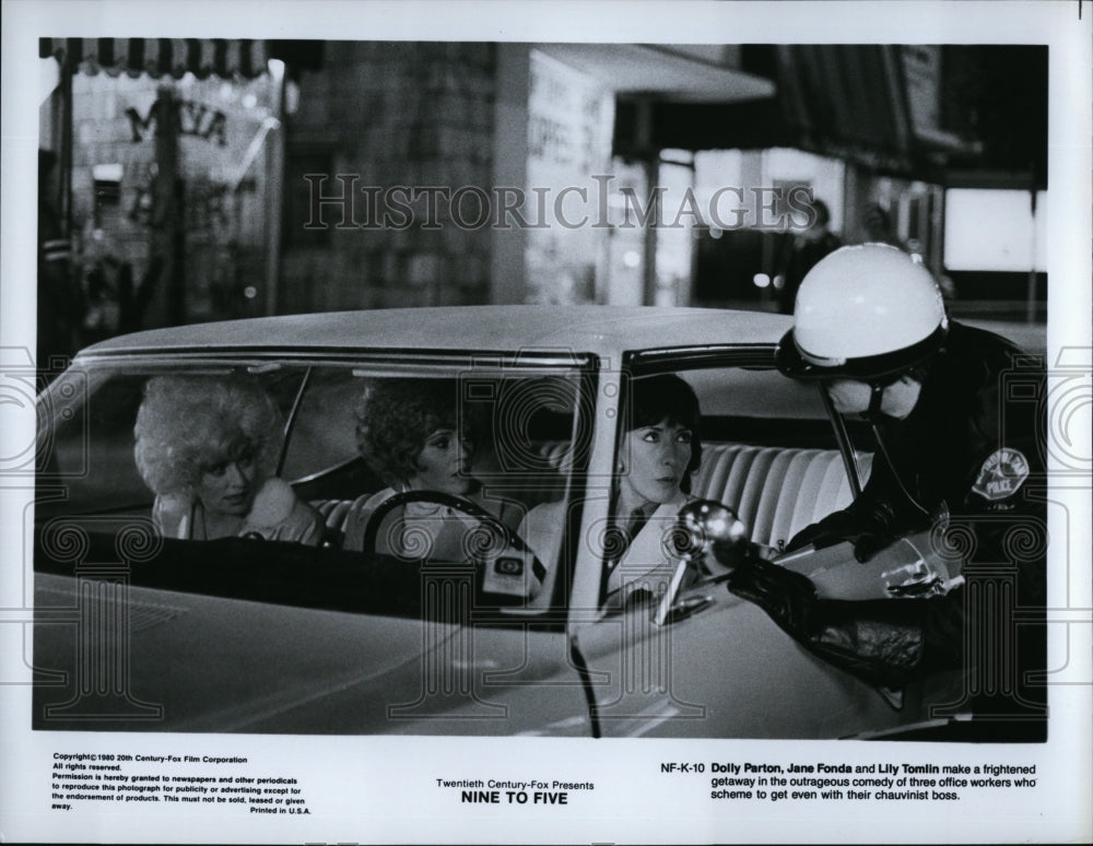 1980 Press Photo Dolly Parton, Jane Fonda, Lily Tomlin &quot;Nine to Five&quot;- Historic Images