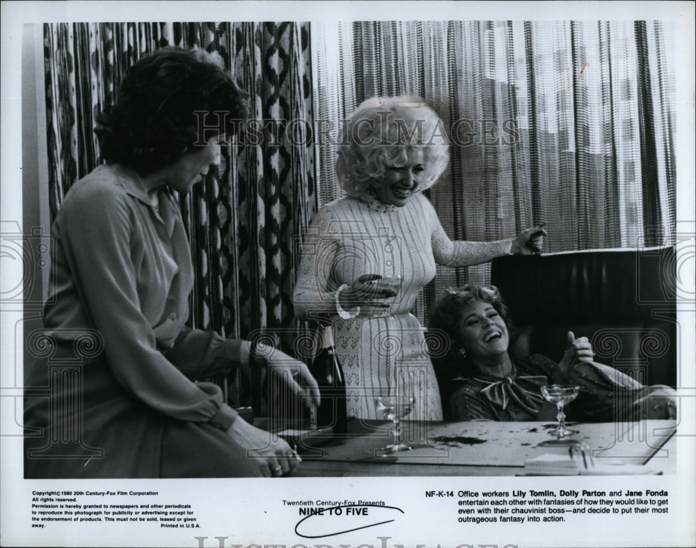 1980 Press Photo Lily Tomlin, Dolly Parton, Jane Fonda &quot;Nine to Five&quot;- Historic Images