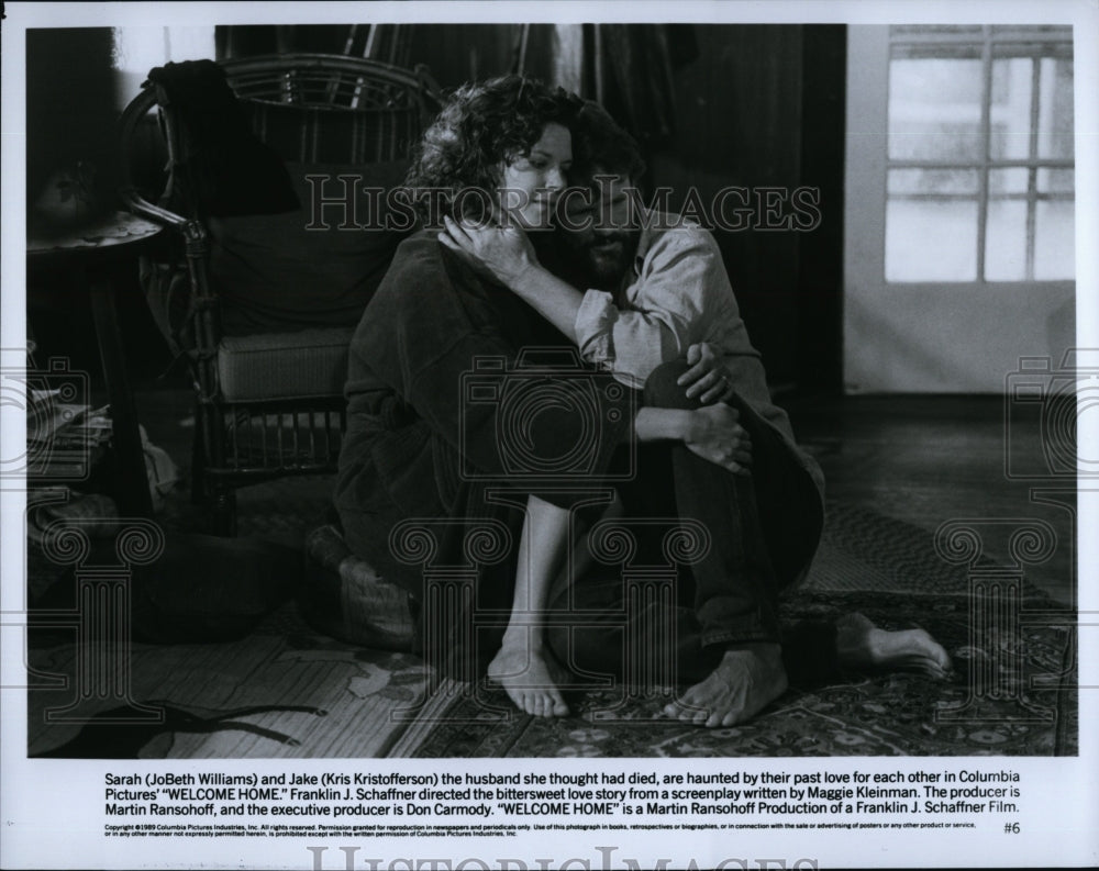 1989 Press Photo JoBeth Williams, Kris Kristofferson &quot;Welcome Home&quot;- Historic Images