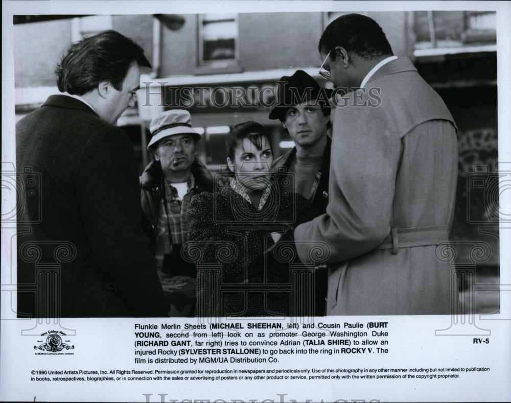 1990 Press Photo Actor Sylvester Stallone & Talia Shire in "Rocky V"- Historic Images