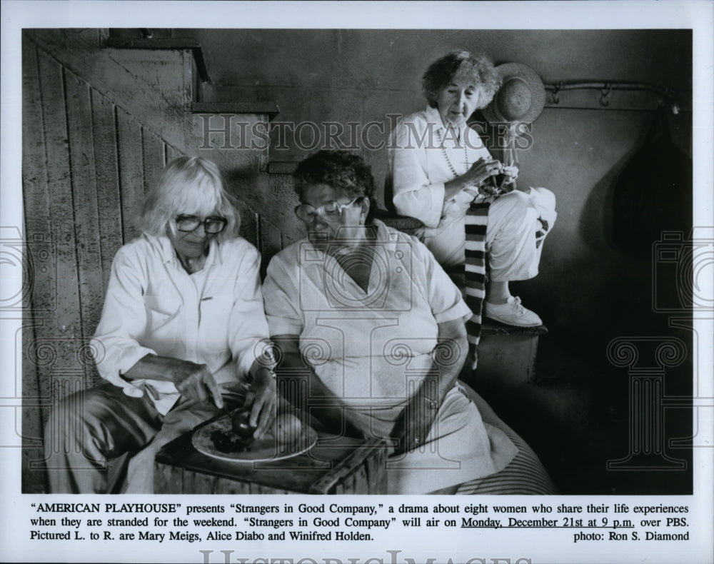 1990 Press Photo Actress Mary Miegs in &#39;&quot;Strangers in Good Company&quot;- Historic Images