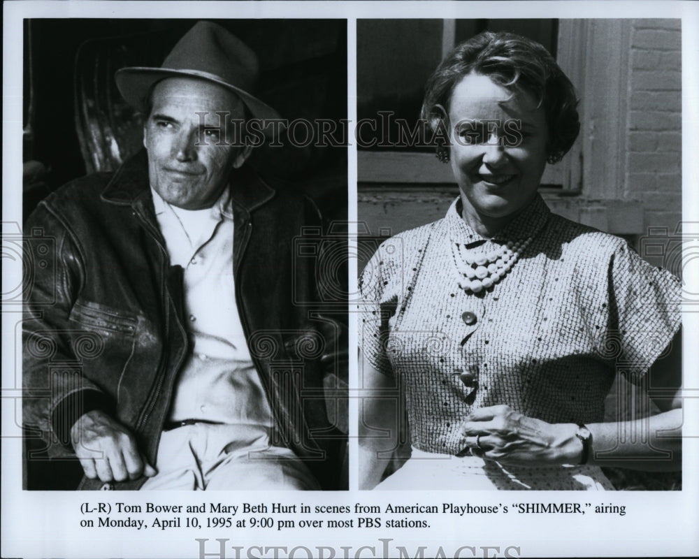 1995 Press Photo Actor Tom Bower, Mary Beth Hurt In Shimmer- Historic Images