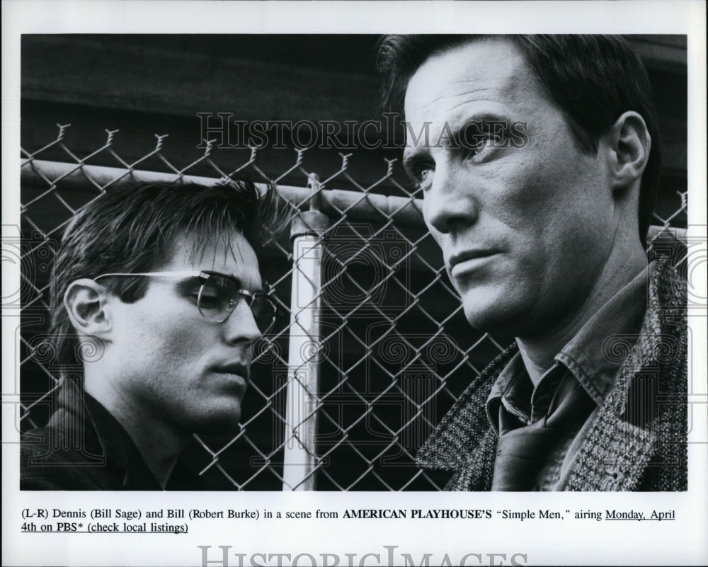 Press Photo Actor Bill Sage, Robert Burke In Simple Men- Historic Images