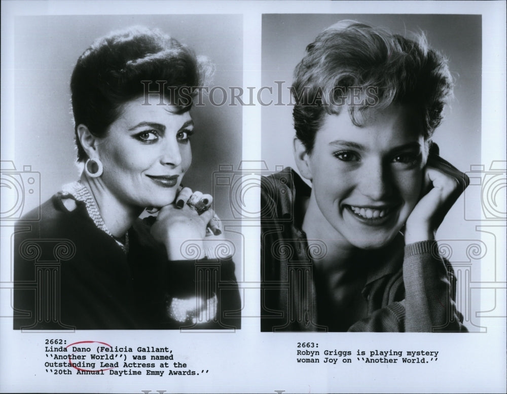 Press Photo Linda Dano "Another World", Robyn Griggs "Another World"- Historic Images