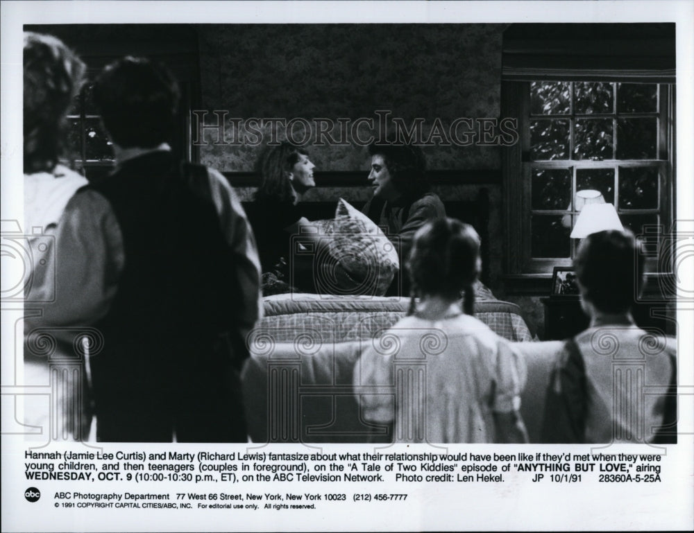 1991 Press Photo Jamie Lee Curtis, Richard Lewis &quot;Anything But Love&quot;- Historic Images