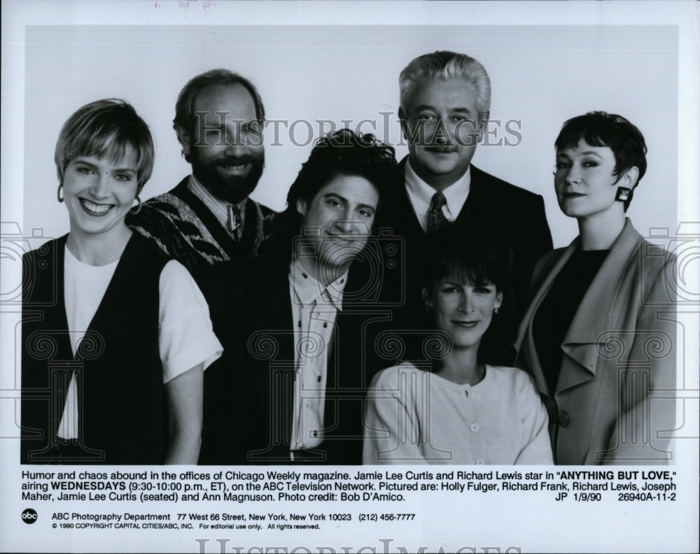 1990 Press Photo Jamie Lee Curtis, Richard Lewis, H Fulger, R Frank, J Maher