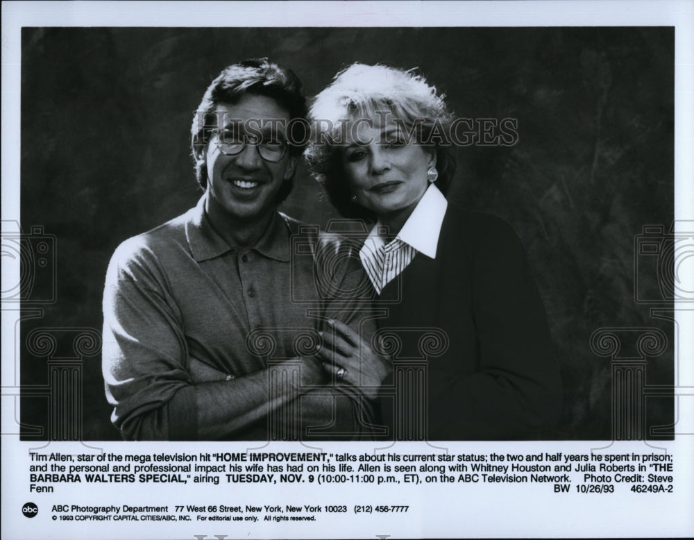 1993 Press Photo Barbara Walters Special TV Host Tim Allen American Actor- Historic Images